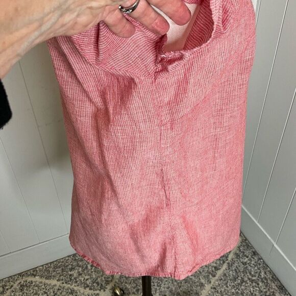 Purnell Work Wear Womens Size Medium Button Front Shirt Red Pink Short Sleeve - Picture 5 of 14